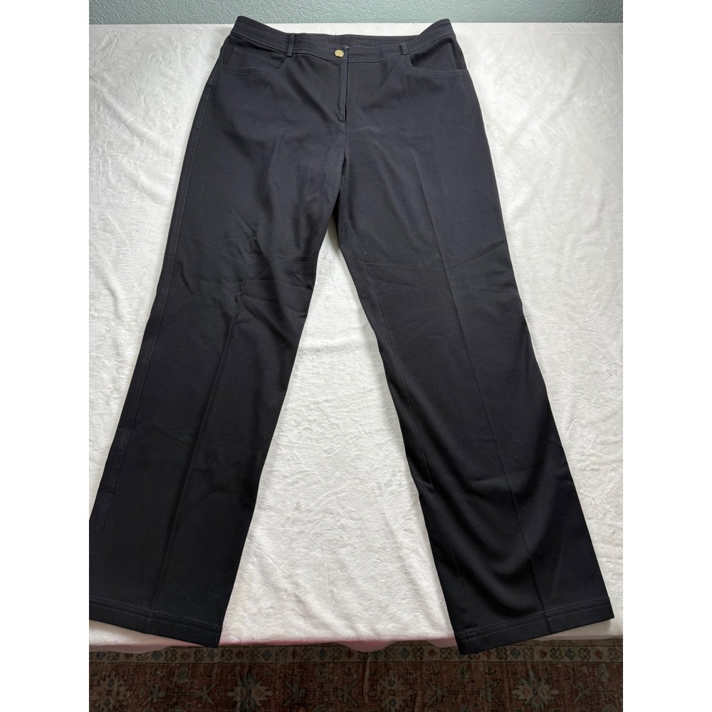 St John Womens Black‎ Straight Leg Pants Size 12 Made in USA Gold Button